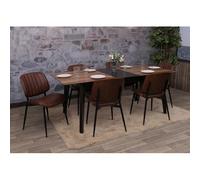 Lot de 6 chaises de salle à manger HWC-O44, chaise de cuisine, bois courbé, similicuir Öko-Tex MVG aspect noyer, brun vintage