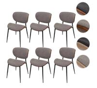 Mendler Lot de 6 chaises salle-à-manger HWC-O45, aspect noyer, tissu 370 g/m² Oeko-Tex, gris clair