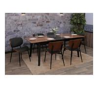 Lot de 6 chaises de salle à manger HWC-O45 (370g/m²) aspect noyer, gris foncé