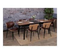 Lot de 6 chaises de salle à manger HWC-O45, chaise, bois courbé, similicuir 280 g/m², Öko-Tex MVG naturel, brun vintage