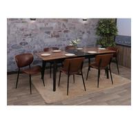 Lot de 6 chaises de salle à manger HWC-O45, chaise, bois courbé similicuir 280g/m² Öko-Tex MVG aspect noyer, marron vintage
