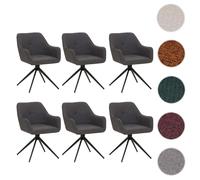 Mendler Lot de 6 chaises de salle à manger HWC-O47 avec accoudoirs tissu 270 g/m² gris