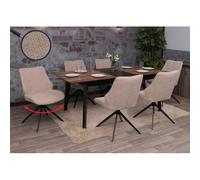 Lot de 6 chaises de salle à manger HWC-O48 Chenille (320g/m²) Oeko-Tex beige