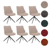 Lot de 6 chaises de salle à manger HWC-O48, chaises de cuisine, pivotantes avec retour automatique, tissu chenille (320 g/m²) certifié Oeko-Tex ~ beige