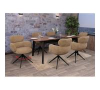 Mendler Lot de 6 chaises de Salle à Manger HWC-O77 (310 g/m²) Chenille Marron Clair