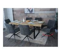 Mendler Lot de 6 chaises de Salle à Manger HWC-O78 Chenille (310 g/m²) Öko-Tex Gris foncé