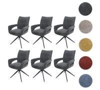 Lot de 6 chaises de salle à manger HWC-O78 Chenille (310 g/m²) Öko-Tex gris foncé
