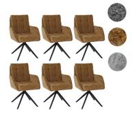 Lot de 6 chaises de salle à manger HWC-Q36, chaises de cuisine pivotantes à retour automatique, tissu chenille (680 g/m²) certifié Oeko-Tex, structure métallique MVG jaune moutarde