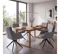 Lot de 6 chaises de salle à manger HWC-Q36, chaises de cuisine pivotantes à retour automatique, tissu chenille (680 g/m²) certifié Oeko-Tex, structure métallique MVG gris