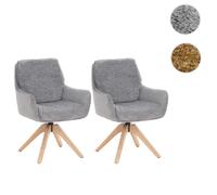 Lot de 6 chaises de salle à manger HWC-Q37, chaises de cuisine pivotantes à retour automatique, tissu (680 g/m²) chenille certifié Oeko-Tex, bois MVG gris