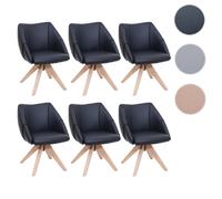 Lot de 6 chaises de salle à manger HWC-Q52, chaises de cuisine, chaises pivotantes, chaises rembourrées, chaises de table à manger, pivotantes, en bois et similicuir noir