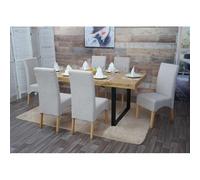Lot de 6 chaises de salle à manger Latina, chaise de cuisine, tissu/textile crème beige, pieds clairs