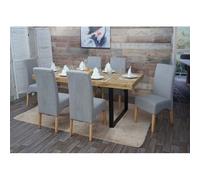 Lot de 6 chaises de salle à manger Latina, chaise de cuisine, tissu/textile gris clair, pieds clairs