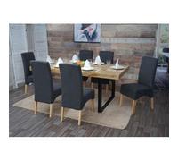 Lot De 6 Chaises De Salle À Manger Latina, Chaise De Cuisine, Tissu/Textile Gris Foncé, Pieds Clairs Multicolore