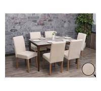 Mendler - Lot de 6 chaises Littau - Tissu chenille crème, pieds couleur naturelle