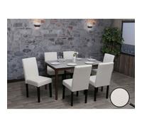 Mendler Lot de 6 chaises de Salle à Manger Littau Cordon de Bois crème, Pieds foncés