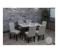 Lot de 6 chaises de salle à manger Littau, chaise de cuisine à dossier haut, tissu/textile Velours Bois gris clair, pieds foncés