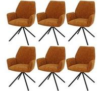 Lot de 6 chaises de salle à manger HWC-G67, chaise de cuisine avec accoudoirs, pivotante, position automatique, chenille Oeko-Tex MVG jaune moutarde