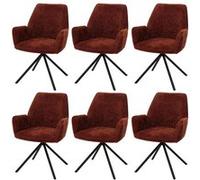 Mendler Chaises salle à manger HWC-G67 lot de 6 accoudoirs pivotante chenille Oeko-Tex rouge rouille
