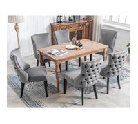 Lot de 6 Chaises de Salle à Manger - Pieds en bois massif-Chaise de Salon en Velours pour Bureau Cuisine Bar Réunion Hôtel ,Gris