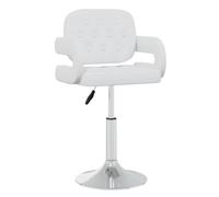 Lot de 6 chaises de salle à manger pivotantes blanches en similicuir et | Pivotant à 360 degrés, vérin à gaz, hauteur réglable 73-88 cm, base 41 cm, charge maximale 110 kg, similicuir blanc