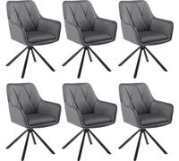 Lot de 6 chaises de salle à manger pivotantes - Chaises en velours gris foncé avec dossier pour le salon et la cuisine