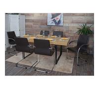 Lot de 6 chaises de salle à manger Samara, chaise de cuisine à piétement luge, acier brun