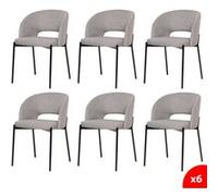 Lot de 6 chaises de salle à manger tissus gris - pieds en métal noir - KRISTEN Gris G