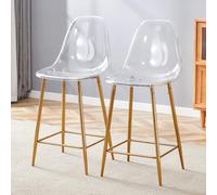 Lot de 6 chaises de salle à manger transparentes modernes avec pieds en métal, chaises de cuisine en plastique, faciles d'entretien, tabourets de bar stables jusqu'à 120 kg, chaises design pour salon