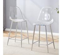 Lot de 6 chaises de salle à manger transparentes modernes avec pieds en métal, chaises de cuisine en plastique, faciles d'entretien, tabourets de bar stables jusqu'à 120 kg, chaises design pour salon
