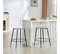 Lot de 6 chaises de salle à manger transparentes modernes avec pieds en métal, chaises de cuisine en plastique, faciles d'entretien, tabourets de bar stables jusqu'à 120 kg, chaises design pour salon