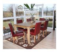 Lot de 6 chaises de séjour Littau cuir reconstitué rouge, pieds clairs