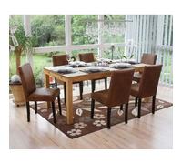 Lot De 6 Chaises De Séjour Littau Simili-Cuir, Aspect Daim Marron, Pieds Foncés Multicolore