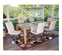 Lot de 6 chaises de séjour ou de salle à manger HWC-C41, style rétro, similicuir crème