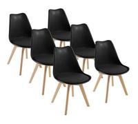 Lot de 6 chaises DEWINNER - Coloris : Noir - Style : scandinave - Pieds : bois