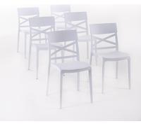 lot de 6 chaises empilables en polypropylène avec fibre de verre pour l'extérieur et le jardin, bar et restaurant, cuisine design moderne - MARTINA - Blanc