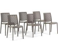lot de 6 chaises empilables en polypropylène avec fibre de verre pour l'extérieur et le jardin, bar et restaurant, cuisine design moderne - ASTRID - Gris pigeon