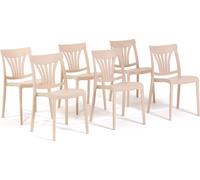 lot de 6 chaises empilables en polypropylène avec fibre de verre pour l'extérieur et le jardin, bar et restaurant, cuisine design moderne - GINA - Crème
