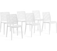 lot de 6 chaises empilables en polypropylène avec fibre de verre pour l'extérieur et le jardin, bar et restaurant, cuisine design moderne - MALIKA - Blanc