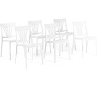 lot de 6 chaises empilables en polypropylène avec fibre de verre pour l'extérieur et le jardin, bar et restaurant, cuisine design moderne - GINA - Blanc