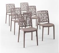 lot de 6 chaises empilables en polypropylène avec fibre de verre pour l'extérieur et le jardin, bar et restaurant, cuisine design moderne - LISA - Gris pigeon
