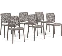 lot de 6 chaises empilables en polypropylène avec fibre de verre pour l'extérieur et le jardin, bar et restaurant, cuisine design moderne - MALIKA - Gris pigeon