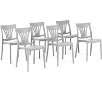 lot de 6 chaises empilables en polypropylène avec fibre de verre pour l'extérieur et le jardin, bar et restaurant, cuisine design moderne - GINA - Gris clair