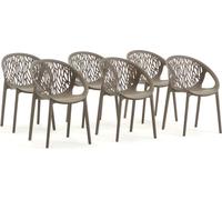 lot de 6 chaises empilables en résine renforcée de fibre de verre pour l'extérieur, le jardin, les bars et les restaurants - design élégant et moderne inspiré de la nature - LARA - Gris pigeon