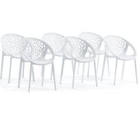 lot de 6 chaises empilables en résine renforcée de fibre de verre pour l'extérieur, le jardin, les bars et les restaurants - design moderne inspiré de la nature - AMBRA - Blanc
