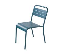 CONCEPT USINE | Lot de 6 Chaises de Jardin | Design Métal BERGAME Bleu | Chaises Extérieur Empilables | Structure Acier Robuste | Traitement Anti-UV | Waterproof | Idéal Patio, Terrasse, Balcon
