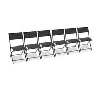 DCB Garden – Lot de 6 chaises de jardin pliantes – aluminium, toile plastifiée, gris anthracite