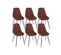Lot de 6 chaises en velours côtelé coloris terracotta - AMORY