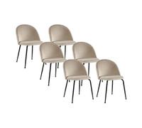 Lot de 6 chaises en velours et acier inoxydable noir - Beige - MELBOURNE