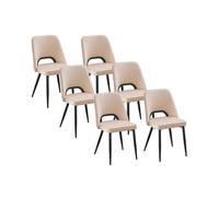 Lot de 6 chaises en velours et métal noir - Beige - LUNA